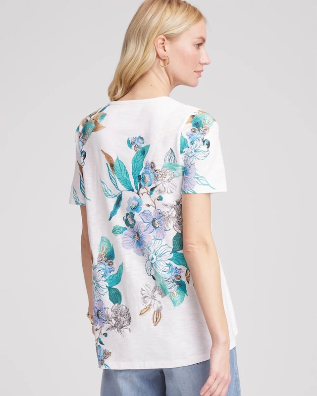 Floral Short Sleeve Forward-Seam Tee - image 3